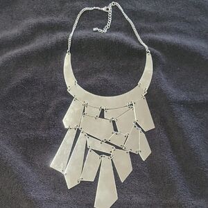 Chic Silver Geometric Statement Necklace